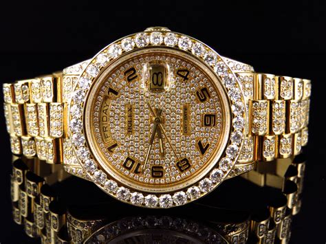 mens gold rolex diamond bezel